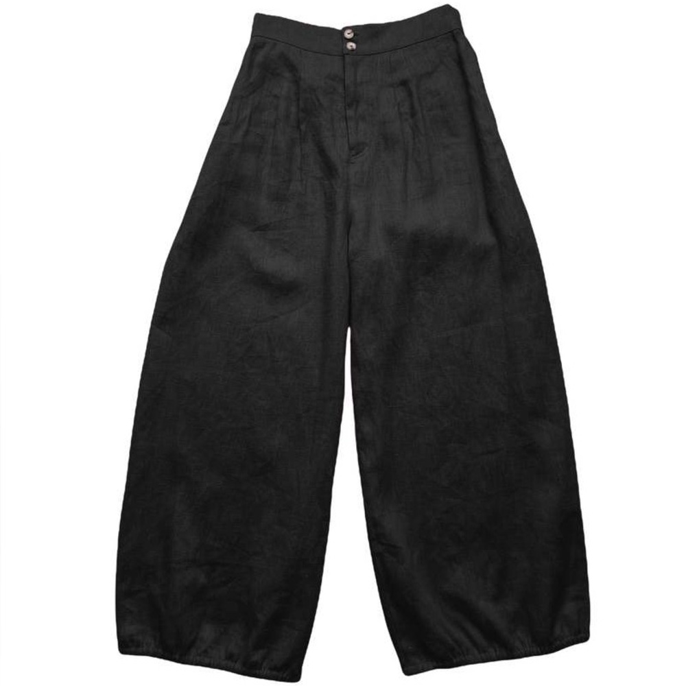 New Selva Negra Rita Barrel Pant 100% Linen Size 14 Black - Picture 2 of 16